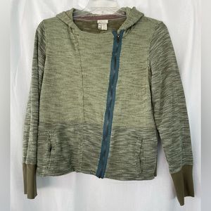 Matilda Jane Green and Blue Asymmetric Zip Hoodie Sweater Size L